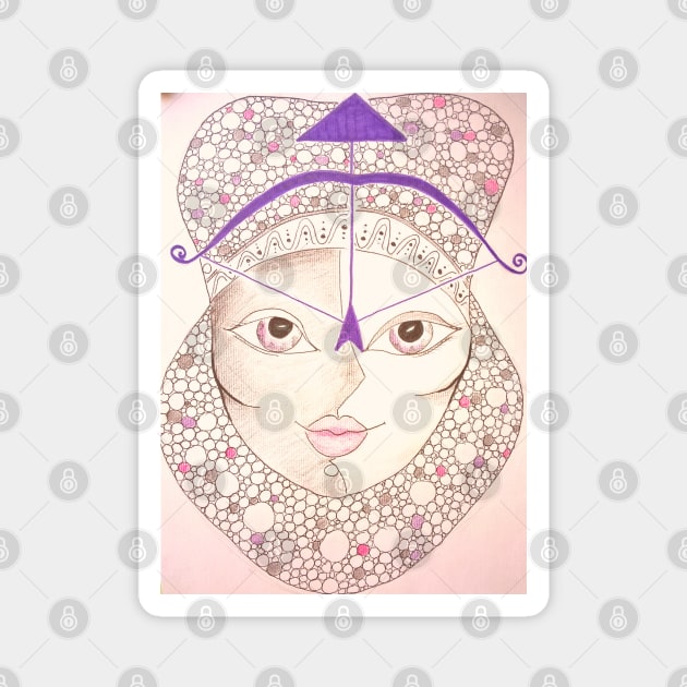 Gorgeous girl shown as Sagittarius Astrology Sign. Drawing with colored pencils. Magnet by Maltez