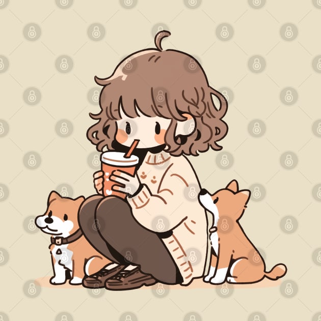 Cute dog mom with her dogs by JP