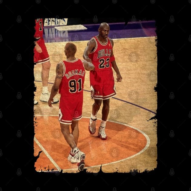 Michael Jordan and Dennis Rodman on Chicago Bulls by Wendyshopart