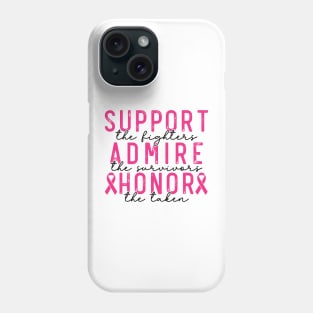 Breast Cancer Support - Honor - Survivor - Awareness Pink Ribbon Black & Pink Font Phone Case