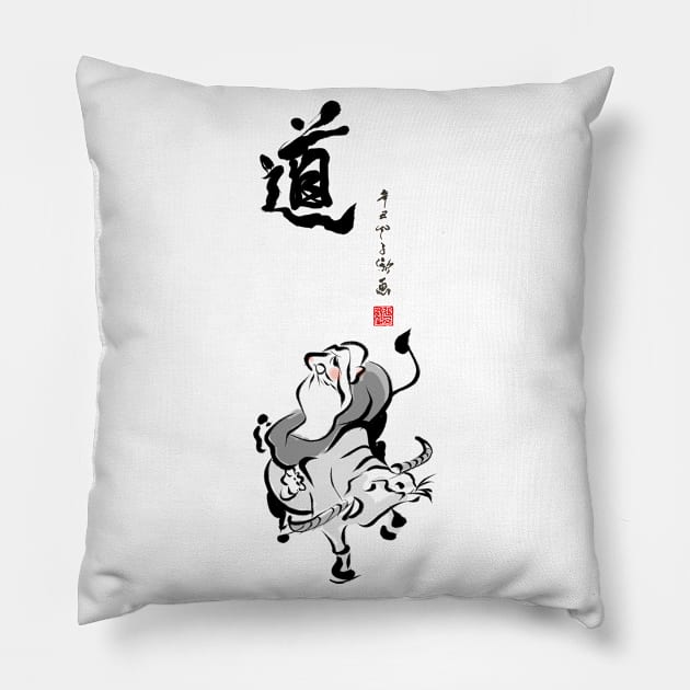 Laozi Riding the Ox (No.2) Pillow by Huluhua