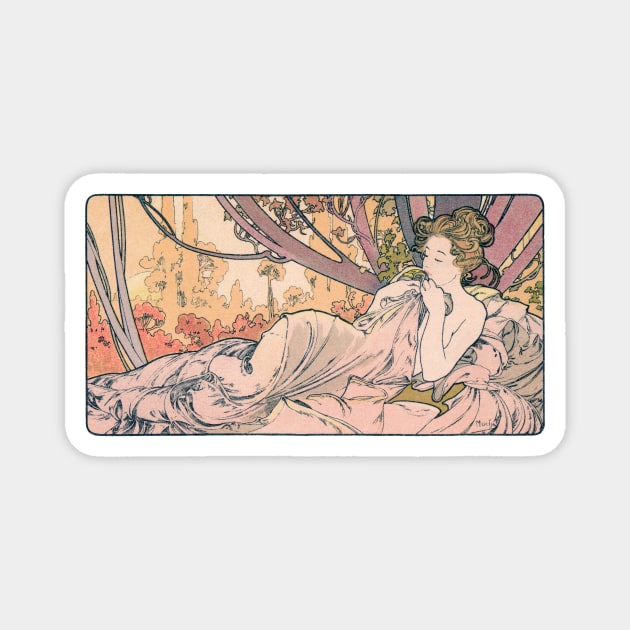 Alphonse Mucha lady Magnet by NEILBAYLIS