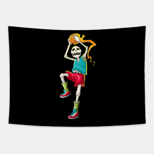 Slam Dunk Skull Player Basketball Tapestry