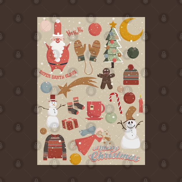 Cute Christmas Postcards - Cute Christmas Illustration - christmas cookies illustration by Boogosh