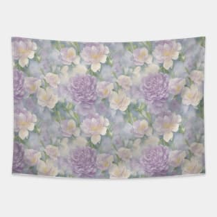 Vintage Watercolor Wild Peachy And violet Roses Tapestry