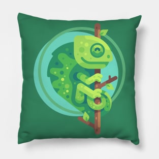 Chameleon on branch Pillow