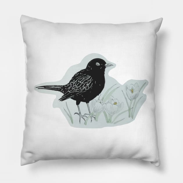 Blackbird Pillow by Karroart
