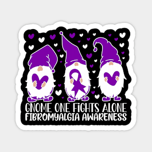 Fibromyalgia Awareness Gnome One Fights Alone Magnet