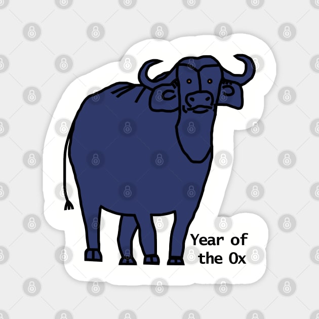 Year of the Ox Blue Magnet by ellenhenryart