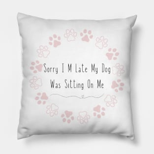 funny dog owner with cute paws Pillow