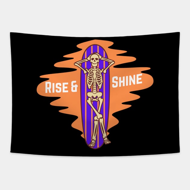 Rise And Shine Skeleton Beach Party Tapestry by Hypnotic Highs