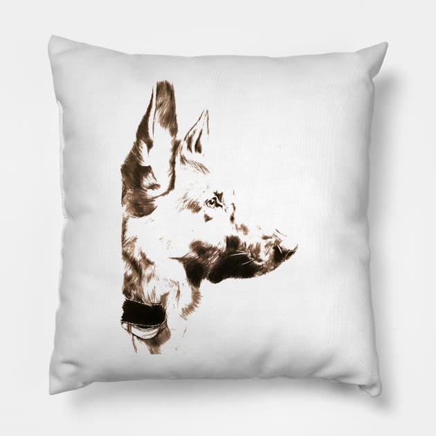 german shepherd Pillow by OctobersArt