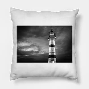 lighthouse at night in Malmö Sweden in B/W Pillow