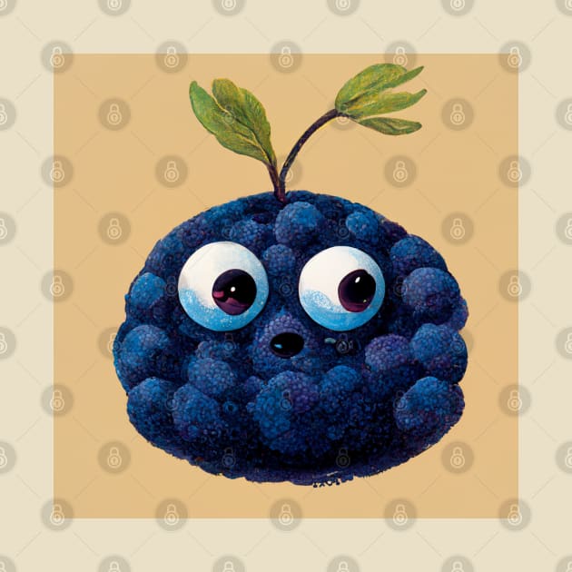 surprised blueberry cartoon looking to the side by yayor