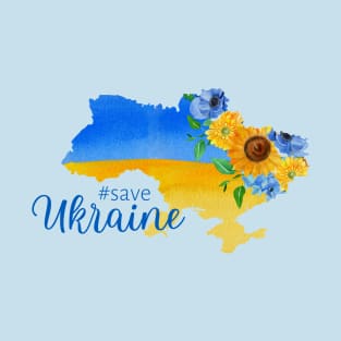 Save Ukraine, design with flower map of Ukraine T-Shirt