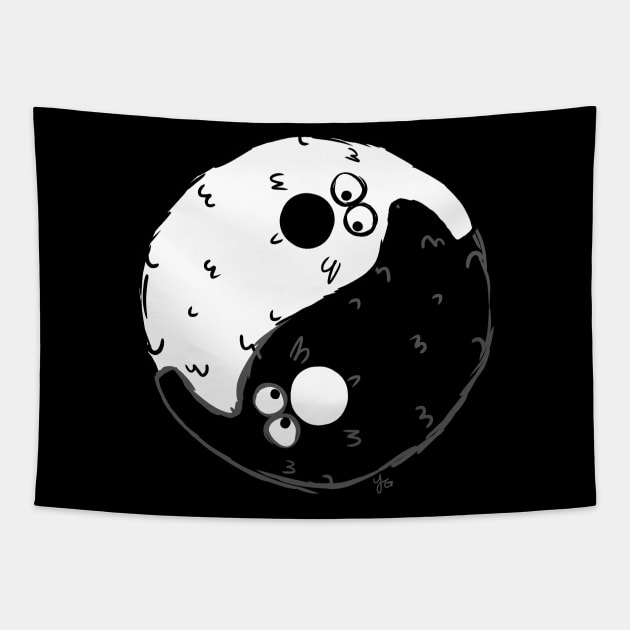 Worms on a String Yin and Yang by Yuuki G Tapestry by Yuuki G.