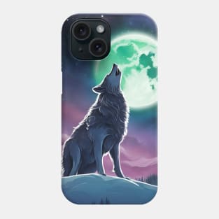 Nature Galaxy Starry Night Full Moon Howling Wolf Phone Case