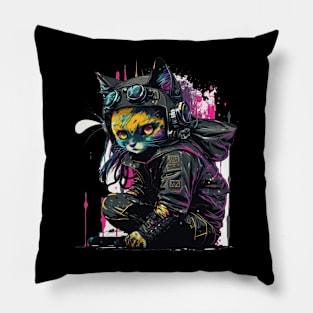 steampunk cat Pillow