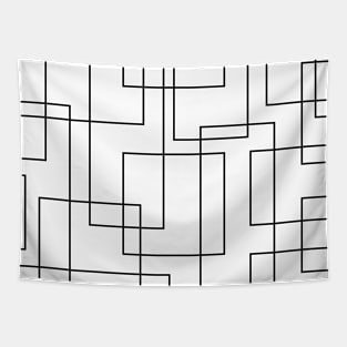 Artistic Black Line Art Tapestry