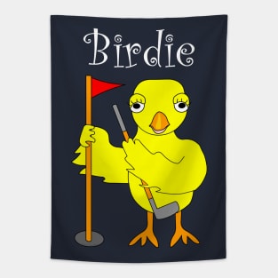 Birdie Golfing Chick White Text Tapestry