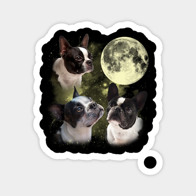 Boston Terriers The Moon Classic Dog Breed Magnet by Kevin Jones Art