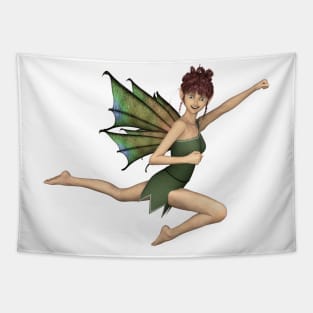 No Limits cute elf fairy faerie flying through air dragon wings Tapestry