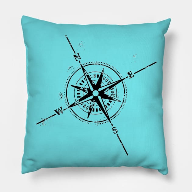 Compass Rose Travel to the End of the Earth Pillow by Bunnuku