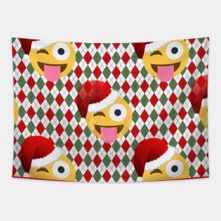 santa claus winking emoji Tapestry