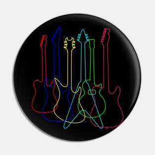 'Different Colored Guitars' Cool Guitar Gift Pin