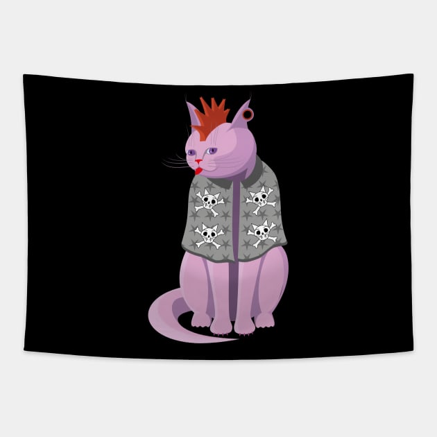 Punk Rock Cat Tapestry by Kater Karl
