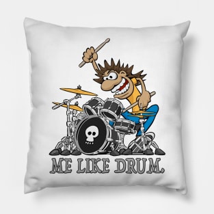 Me Like Drum. Wild Drummer Cartoon Illustration Pillow