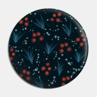 Dark Red Berry Botanical Pattern Pin