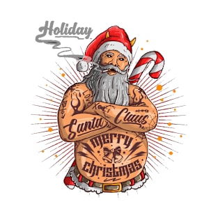 Santa claus with tattoo illustration graphic T-Shirt