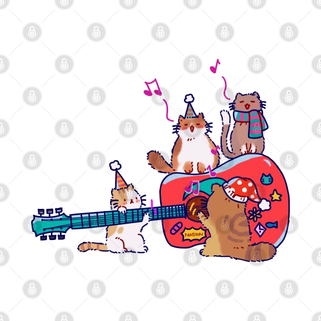 Katzenmusik Gitarre Weihnachten Winter Geschenk by fansinn