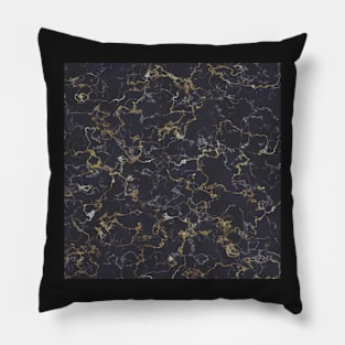 Black marble stone with gold veins Pillow