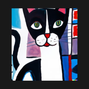 Cubism Style Abstract Cute Cat Named Kitty Fine Art Painting 16 T-Shirt