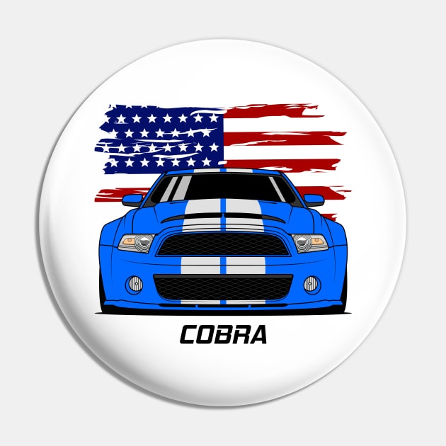 Front Stang Cobra GT 500 Blue White Pin by GoldenTuners