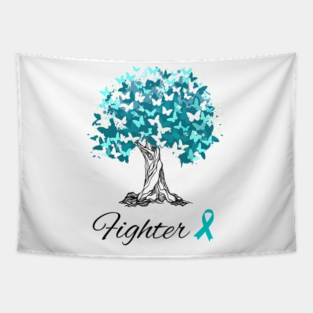 Raising Support & Awareness Fighter Tree With Butterflies Tapestry by MerchAndrey