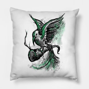 Tropical bird graphic (mint) Pillow