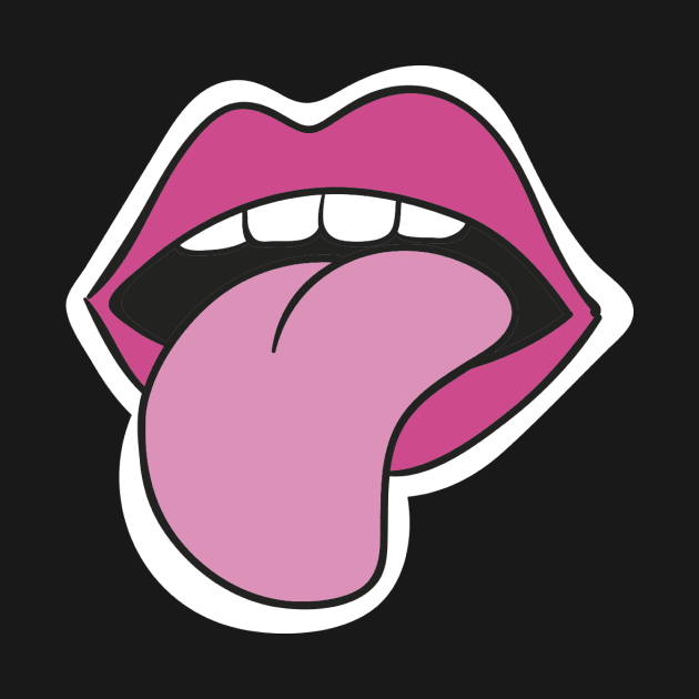 Lips Tongue Teeth Pink Lipstik Lips T-Shir Sticker Rose Modern Gift by ivaostrogonac