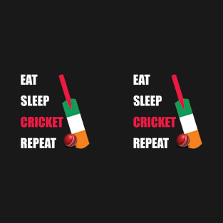 Eat Sleep Cricket Repeat Ireland Flag T-Shirt