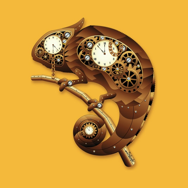 Steampunk Chameleon Vintage Style by BluedarkArt