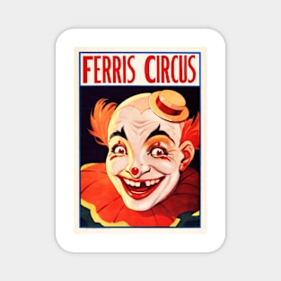 FERRIS CIRCUS CLOWNS Entertainment Performance c.1930 Vintage Art Poster Magnet