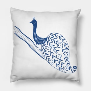 Peacock blue bird Pillow