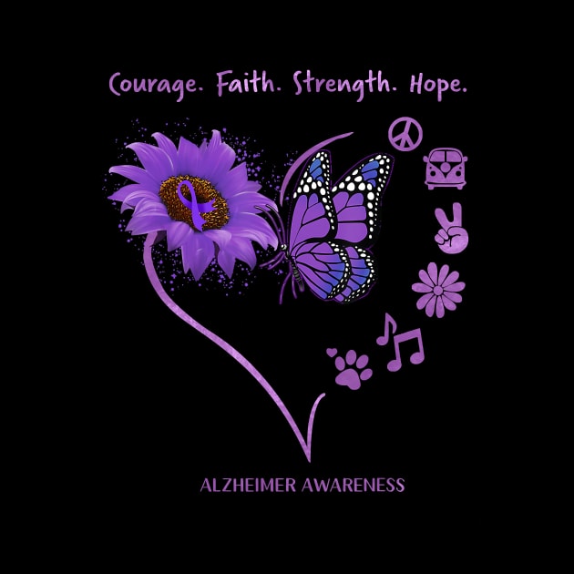 Courage. Faith. Strength. Hope Alzheimer Awareness Gift by thuylinh8