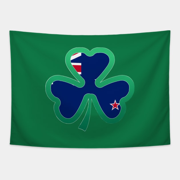 New zealand Flag for st patricks day, Irish Shamrock Tapestry by Myteeshirts