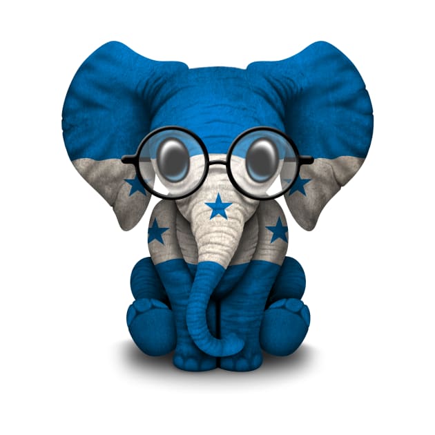 Baby Elephant with Glasses and Honduran Flag by jeffbartels