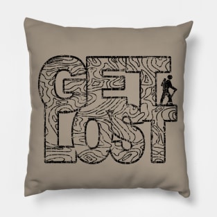 Get Lost Hiking Topo Distressed Hike Art Pillow