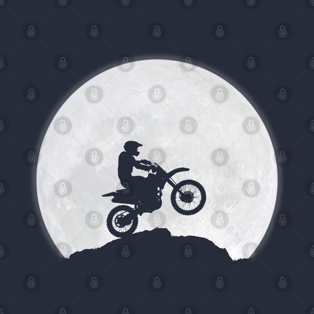 Motorcyclist and the moon by Crab