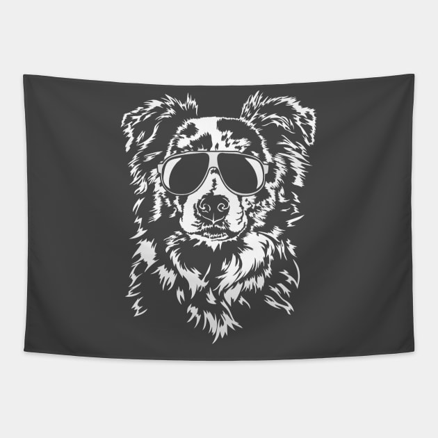 Funny Border Collie with sunglasses Tapestry by wilsigns